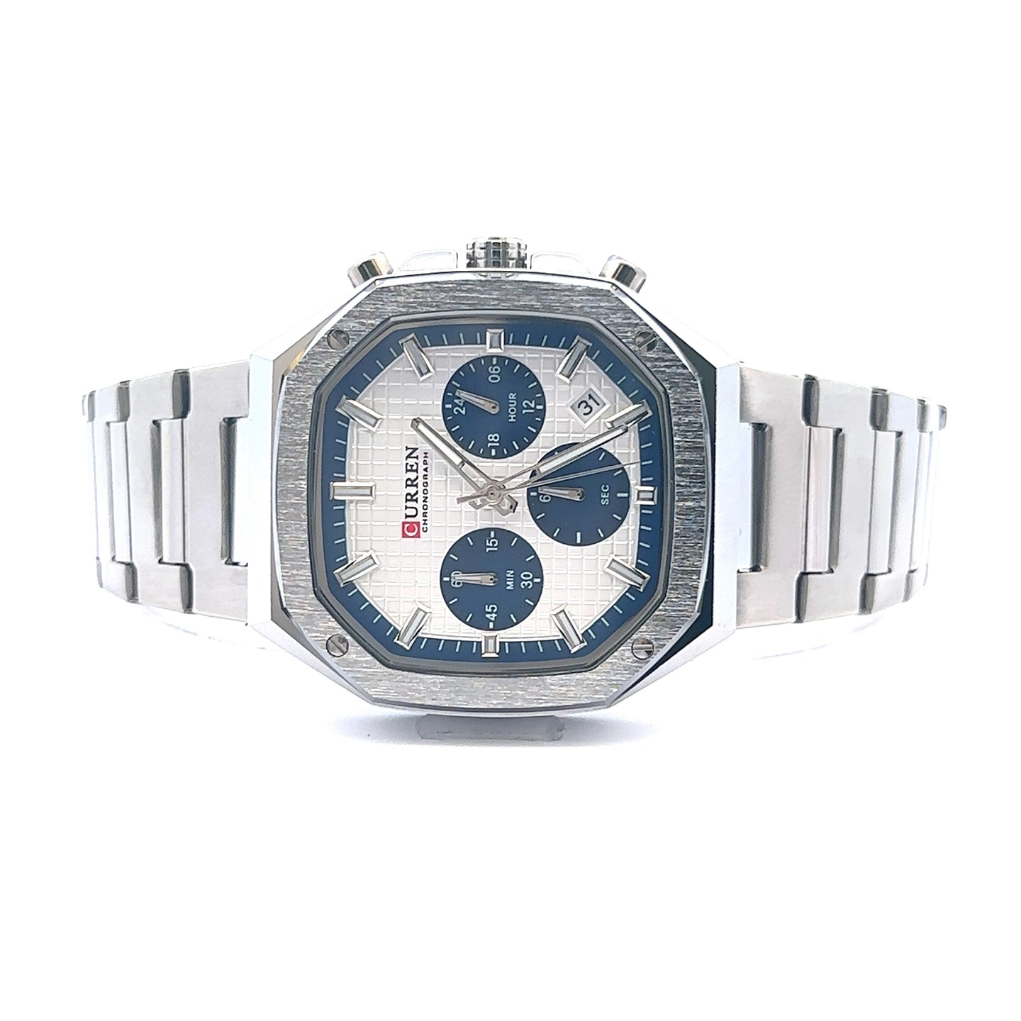 VELICHOR METAL BACK RHODIUM CURREN ICED OUT WATCH I 551821