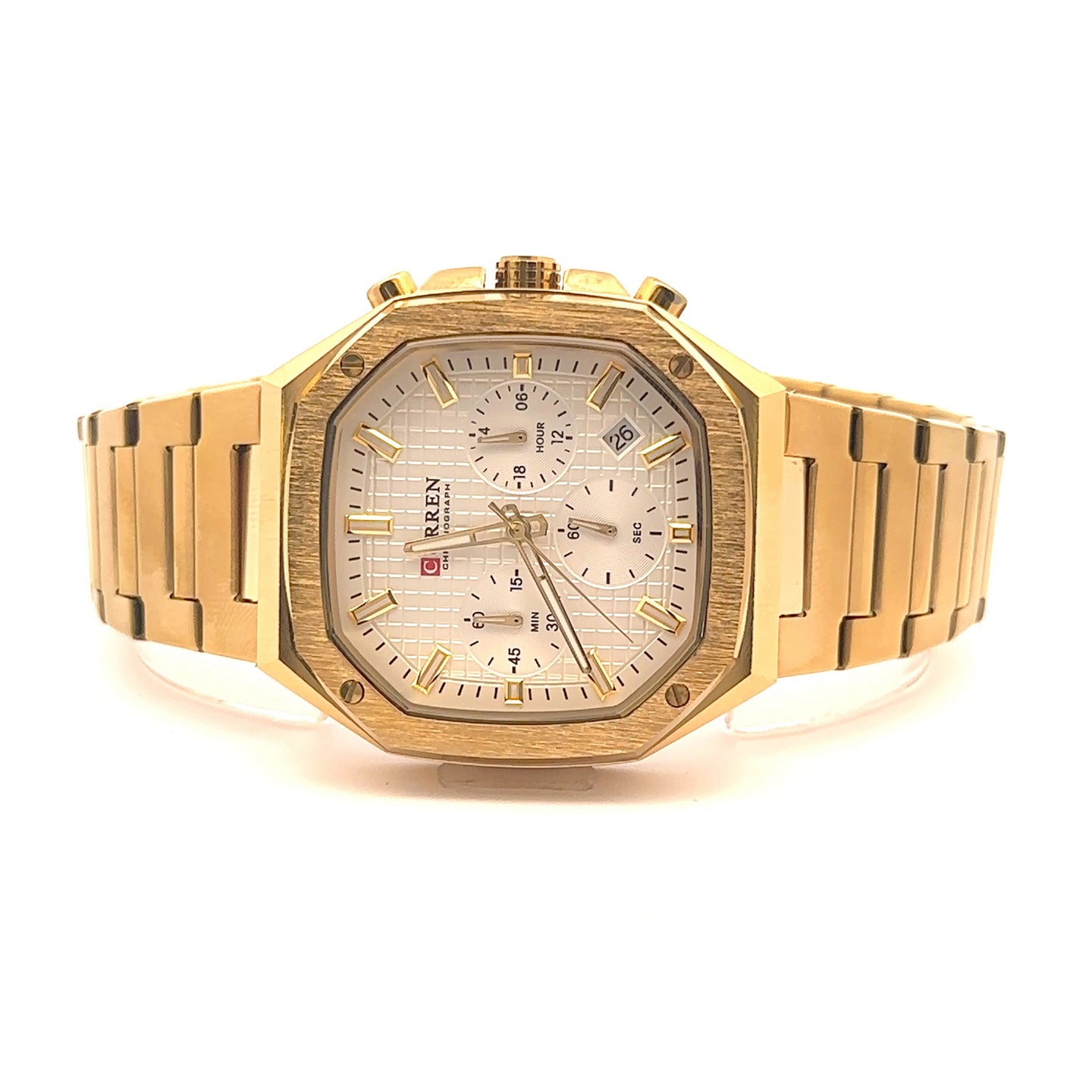 VELICHOR METAL BACK GOLD CURREN ICED OUT WATCH I 551822