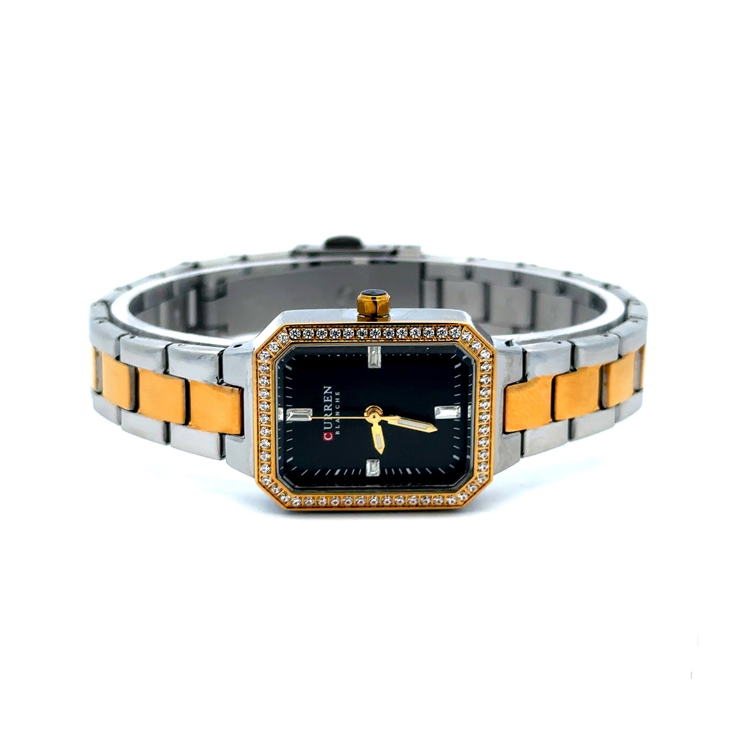 TRIV ALLOY GOLD BLACK STAINLESS ICED OUT MENS WATCH I 551978