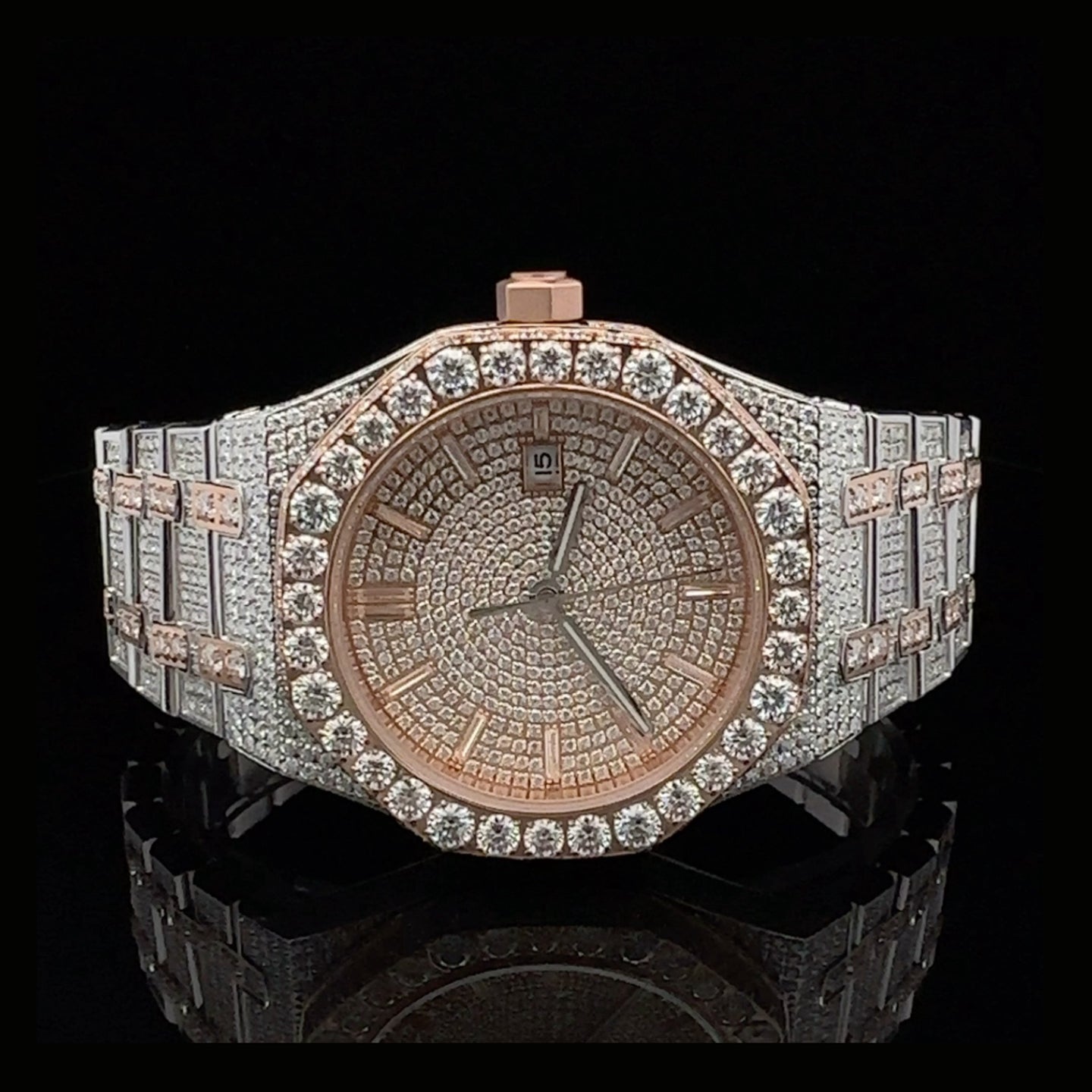 CONCORDE STEEL TWO TONE ROSE MOISSANITE WATCH ICED OUT I 5900218