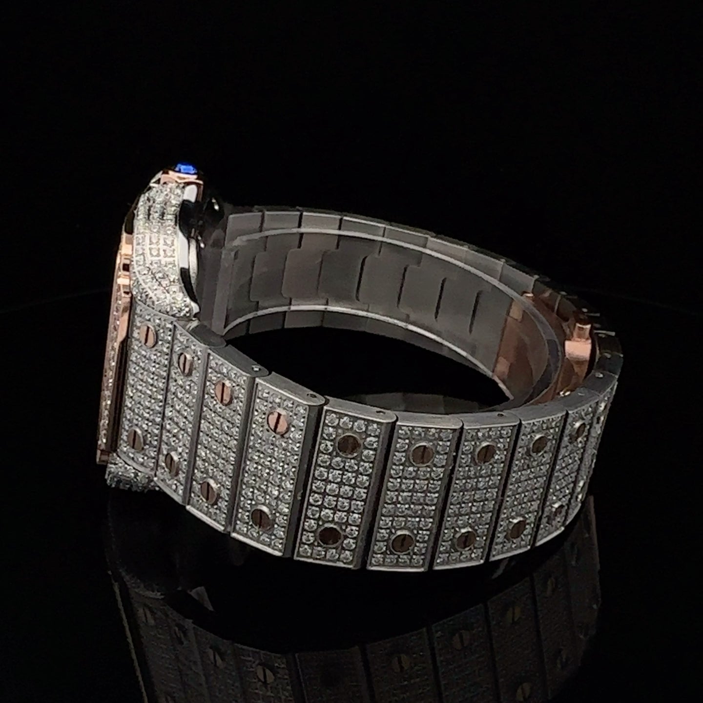 ELESTRIAN STEEL TWO TONE ROSE  MOISSANITE WATCH ICED OUT I 5900418