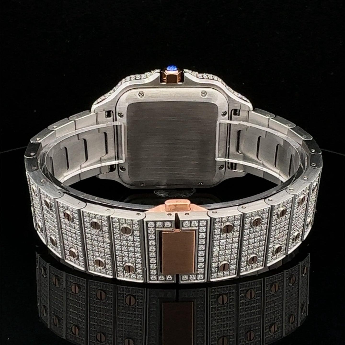 ELESTRIAN STEEL TWO TONE ROSE  MOISSANITE WATCH ICED OUT I 5900418