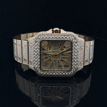 ENGIMA STEEL YELLOW GOLD MOISSANITE WATCH ICED OUT I 590062