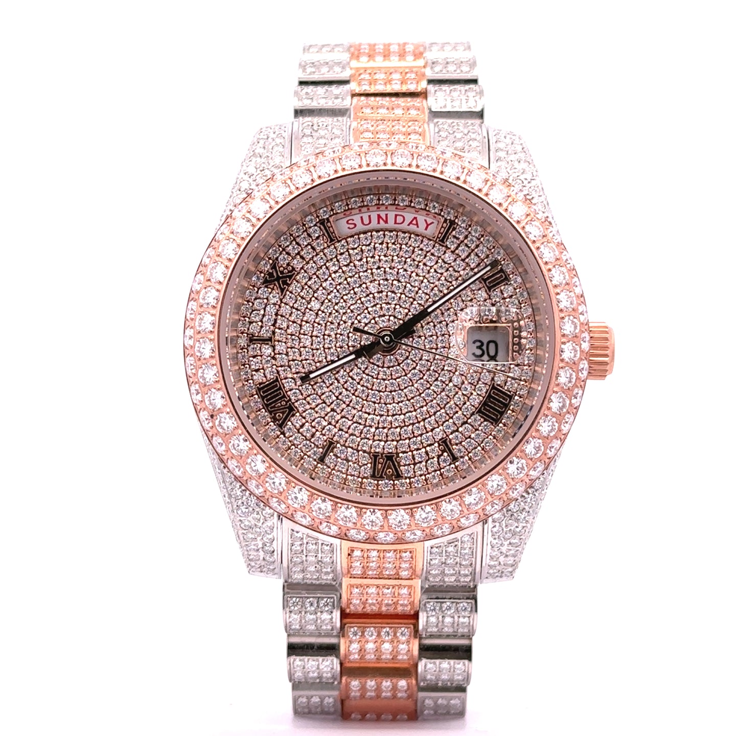 5900718 | Moissanite Steel Watch Two Tone Rose Gold Watch