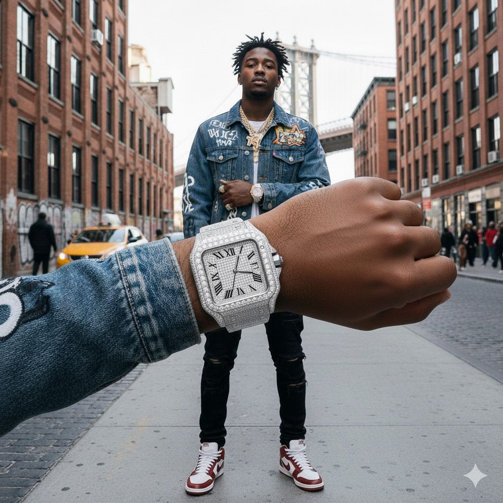 VORLIC STEEL SILVER  MOISSANITE WATCH ICED OUT I 590081