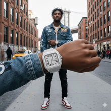 VORLIC STEEL SILVER  MOISSANITE WATCH ICED OUT I 590081