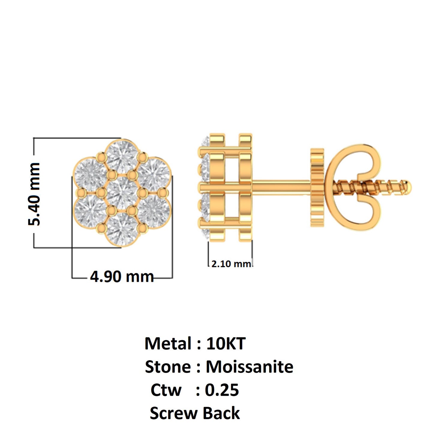 MIRTH 10K GOLD MOISSANITE EARRINGS I 980072