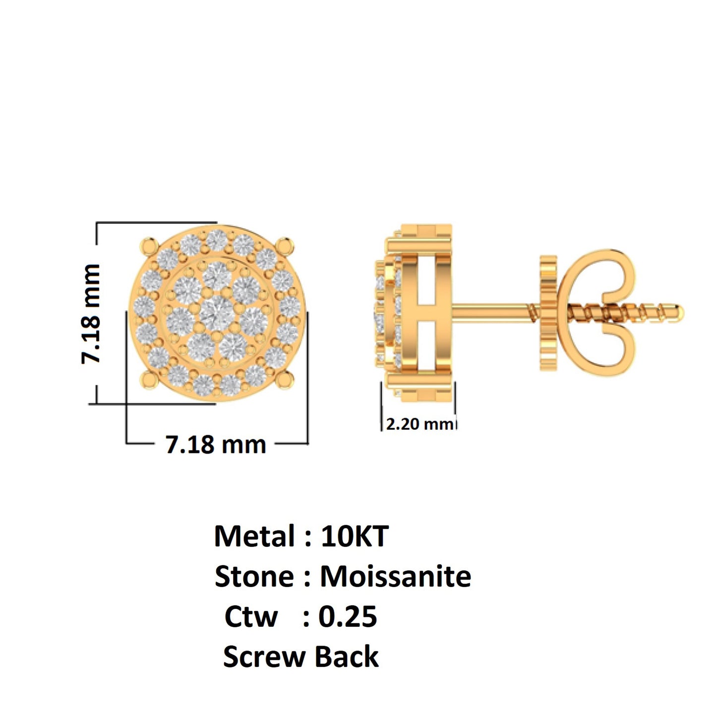 SWANK 10K GOLD MOISSANITE EARRINGS I 980022