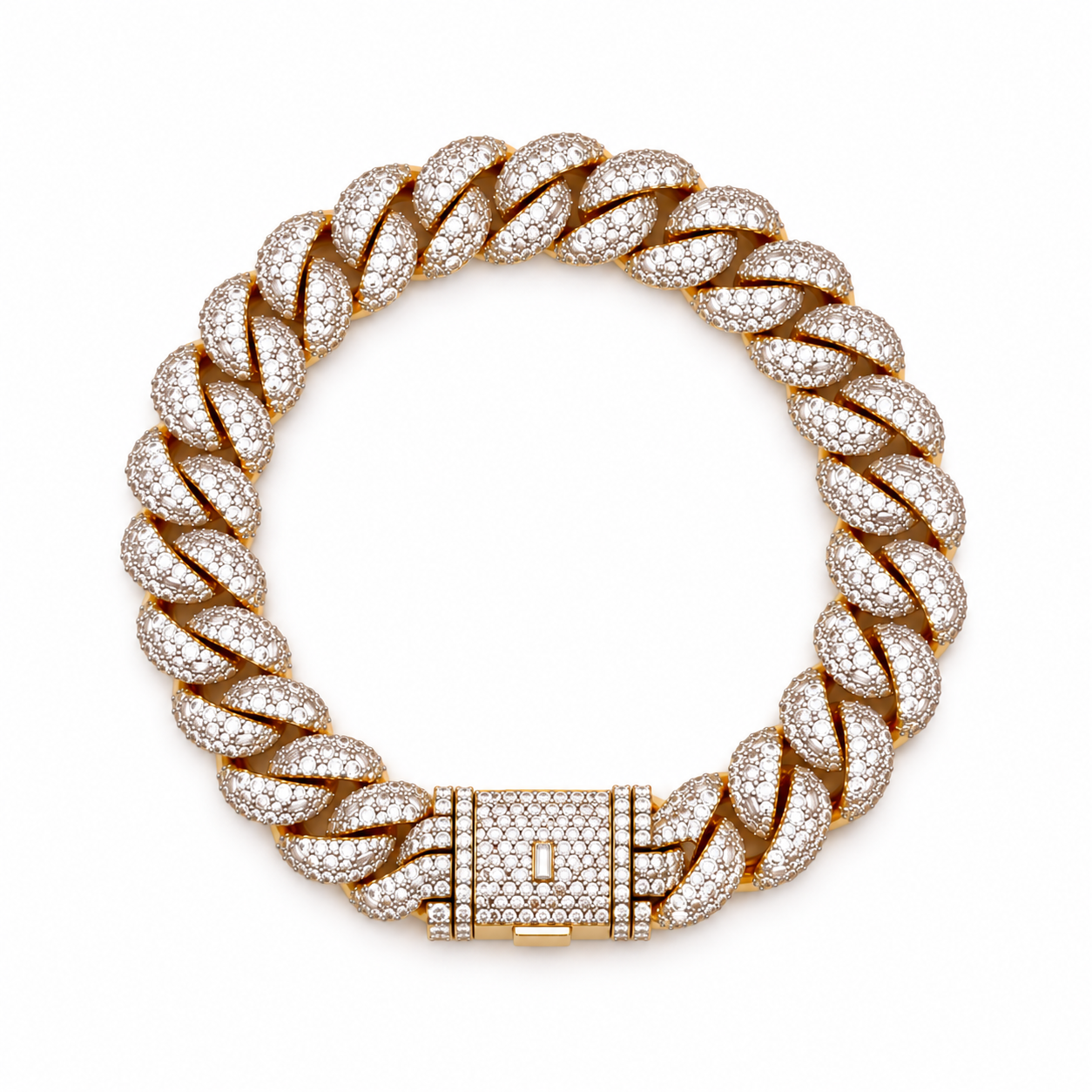 964052 | Brass Two Tone 12mm 8" Cuban Bracelet