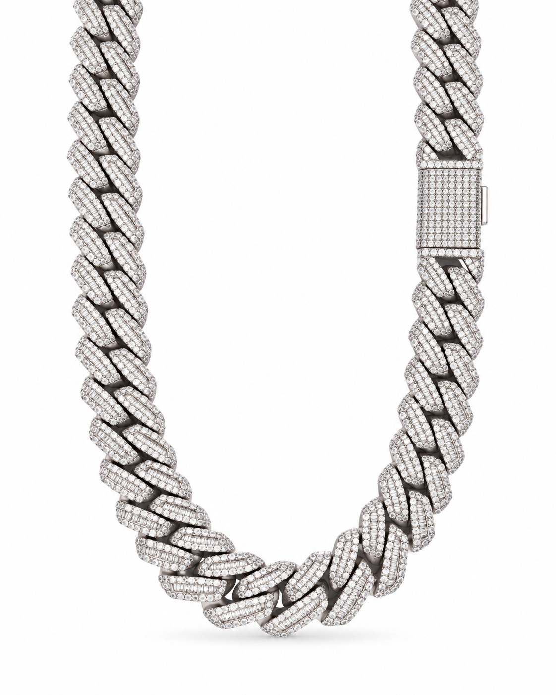 996501 | 925 Moissanite Rhodium 12mm 20" Cuban