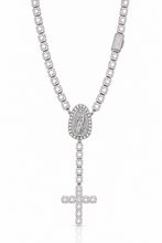 9911171 | 925 Silver Moissanite Rhodium Clustered Rosary Chain