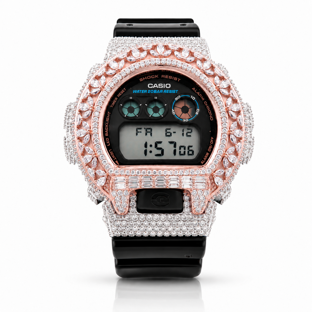5902818 | Brass Moissanite G-Shock Two Tone Rose Gold Watch