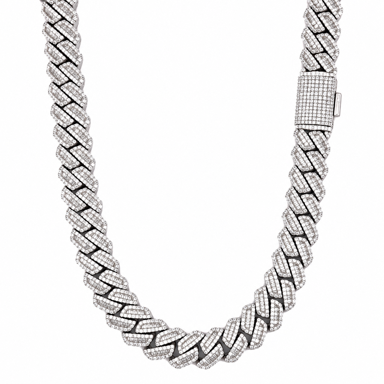 998901 | 925 Moissanite Rhodium 12mm 22" Cuban