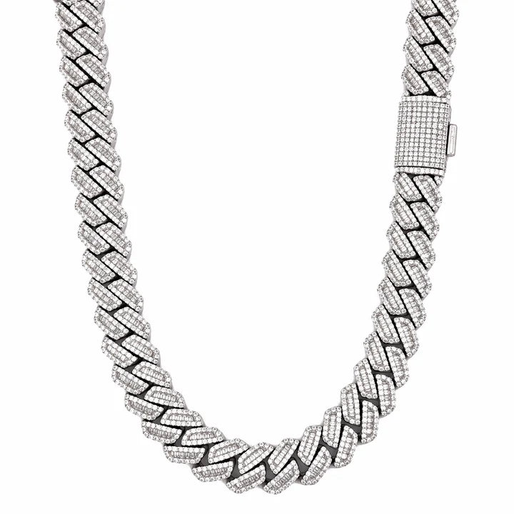 996501 | 925 Moissanite Rhodium 12mm Cuban