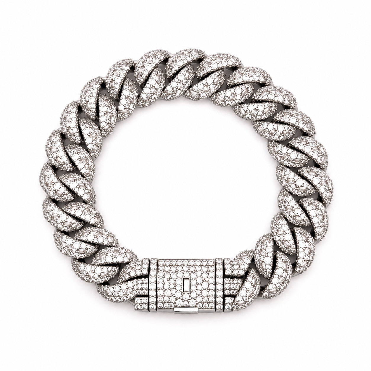 964071 | Brass Rhodium 14mm 8.5" Cuban Bracelet