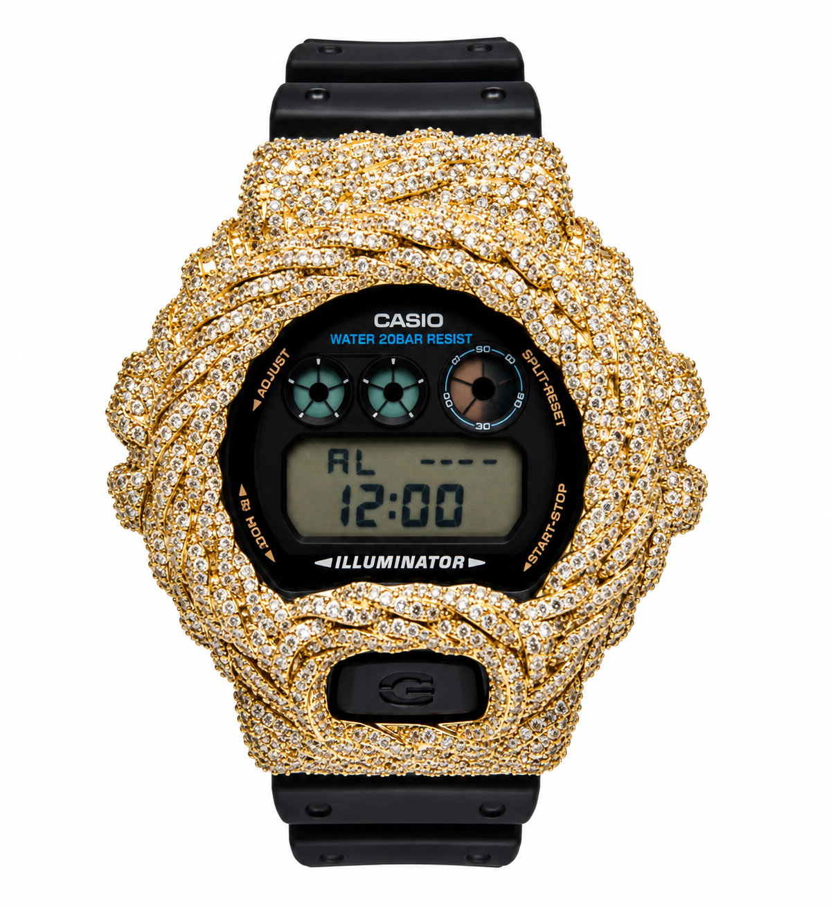 590392 | Brass Moissanite Gold Rope Bezel G-Shock Watch