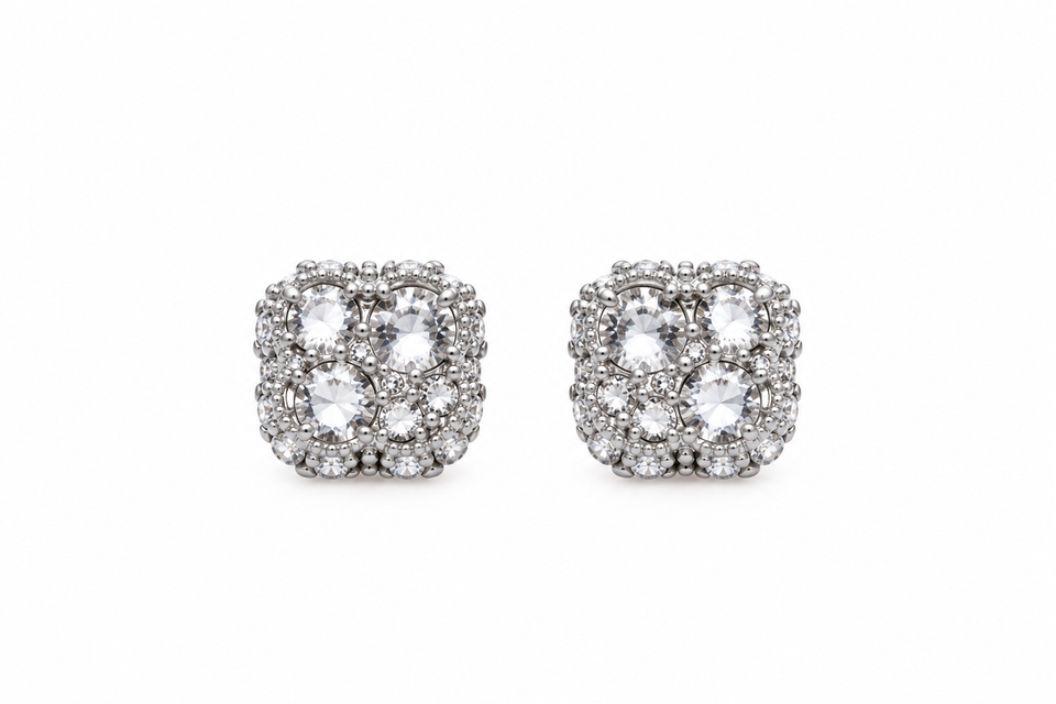 9100371 | 0.59 CTW Brass Moissanite Rhodium Earring
