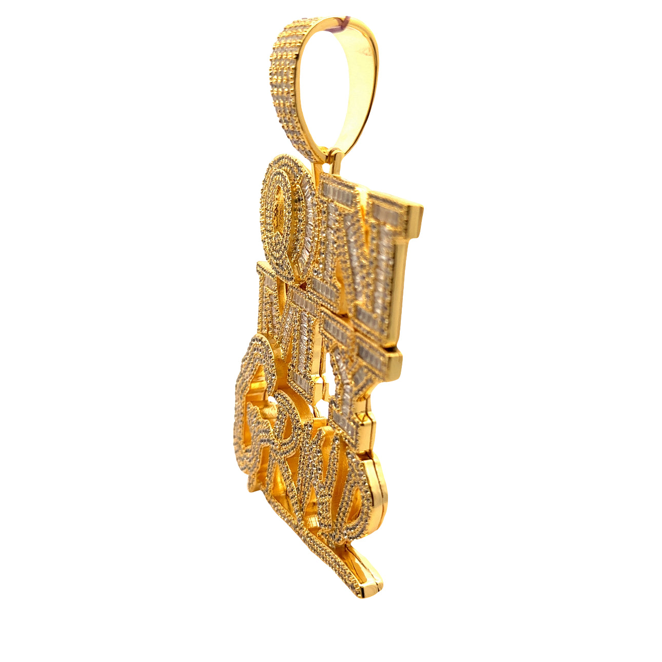 MERIDIA BRASS GOLD ICED OUT PENDANT I 916092