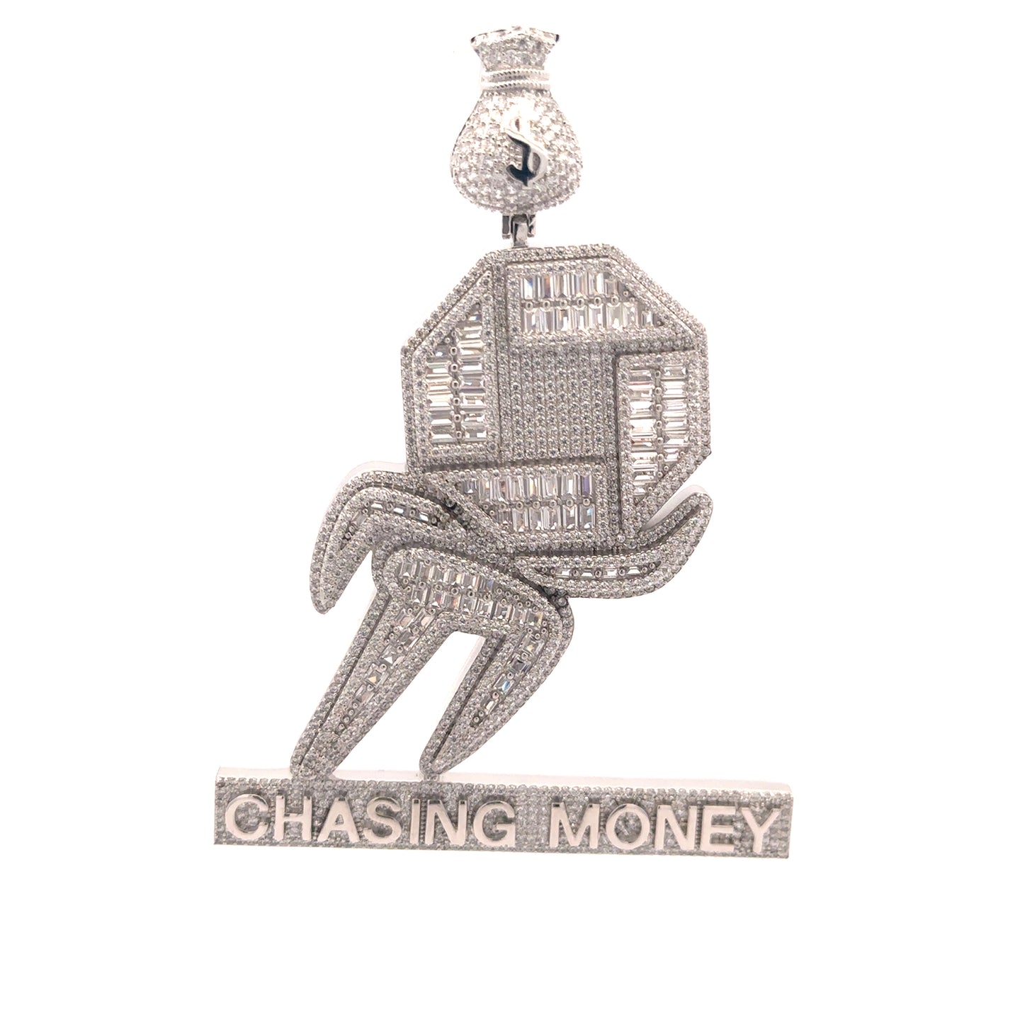 LURCE BRASS RHODIUM ICED OUT PENDANT I 916491