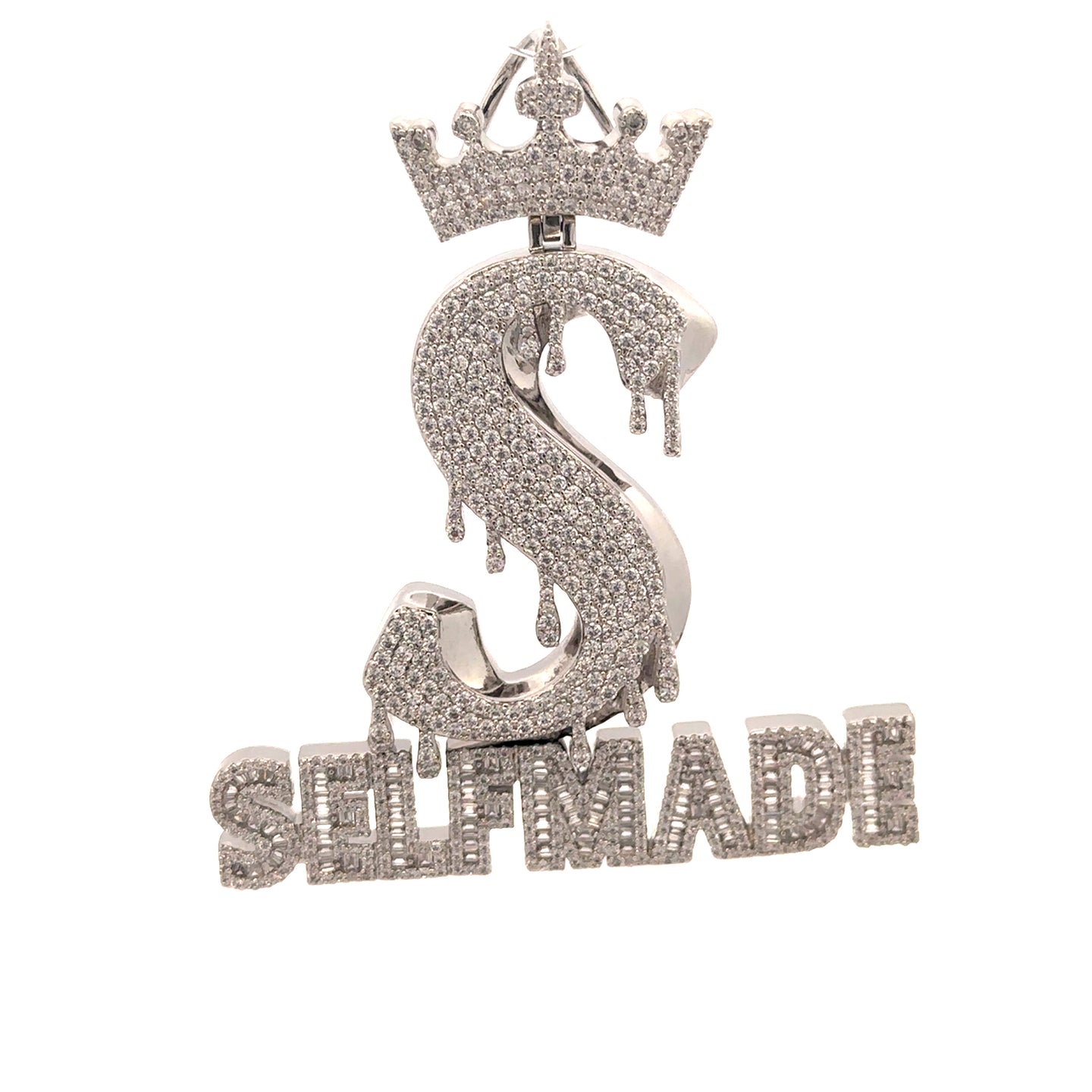 AUTONOMOUS BRASS RHODIUM ICED OUT PENDANT I 916501