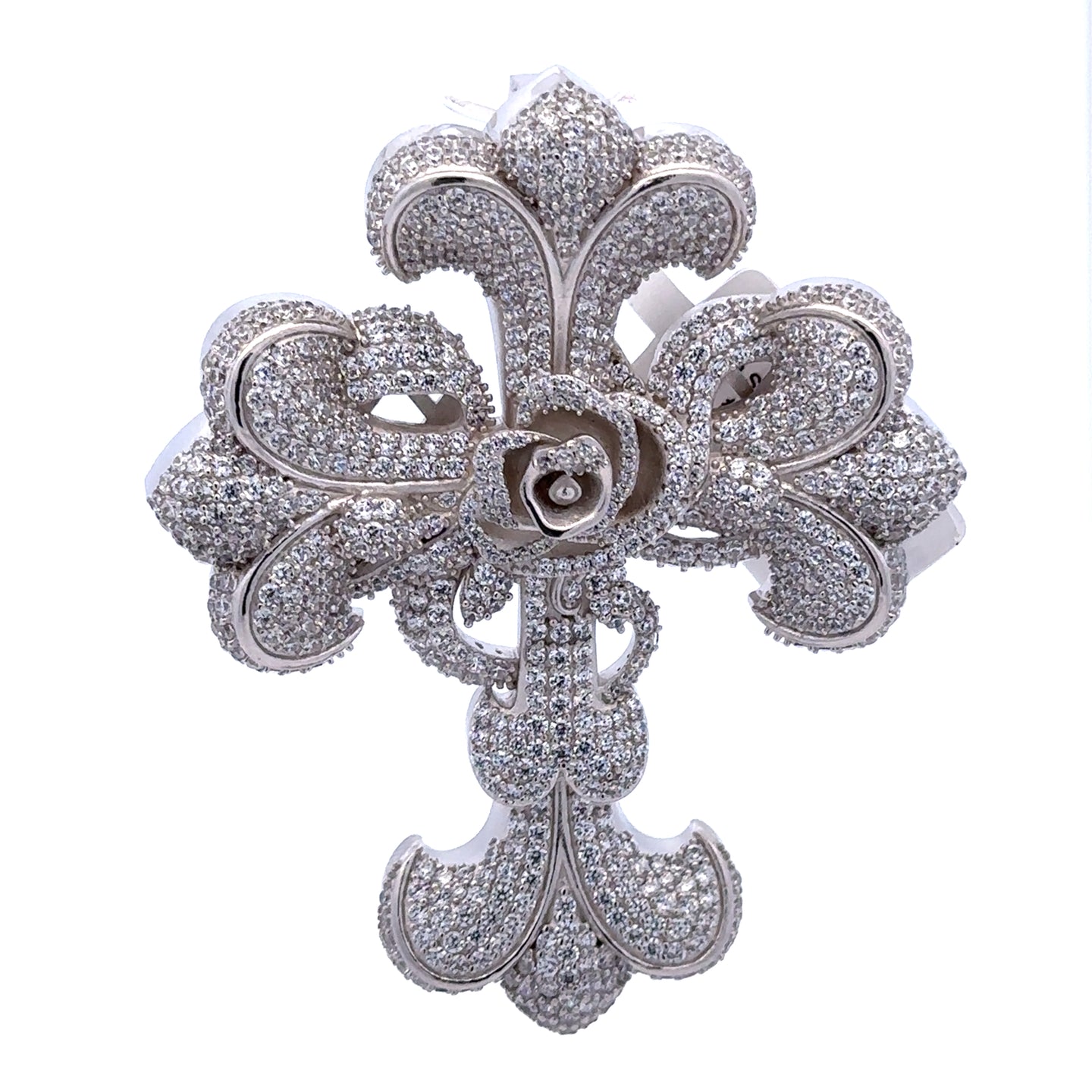 916761 | Brass Rhodium Rosetta Sanctum Cross Pendant