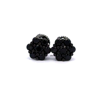 THALLASAM 925 CZ BLACK ICED OUT EARRINGS | 9212463