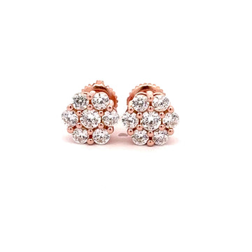THALLASAM 925 CZ ROSE GOLD ICED OUT EARRINGS | 9212465