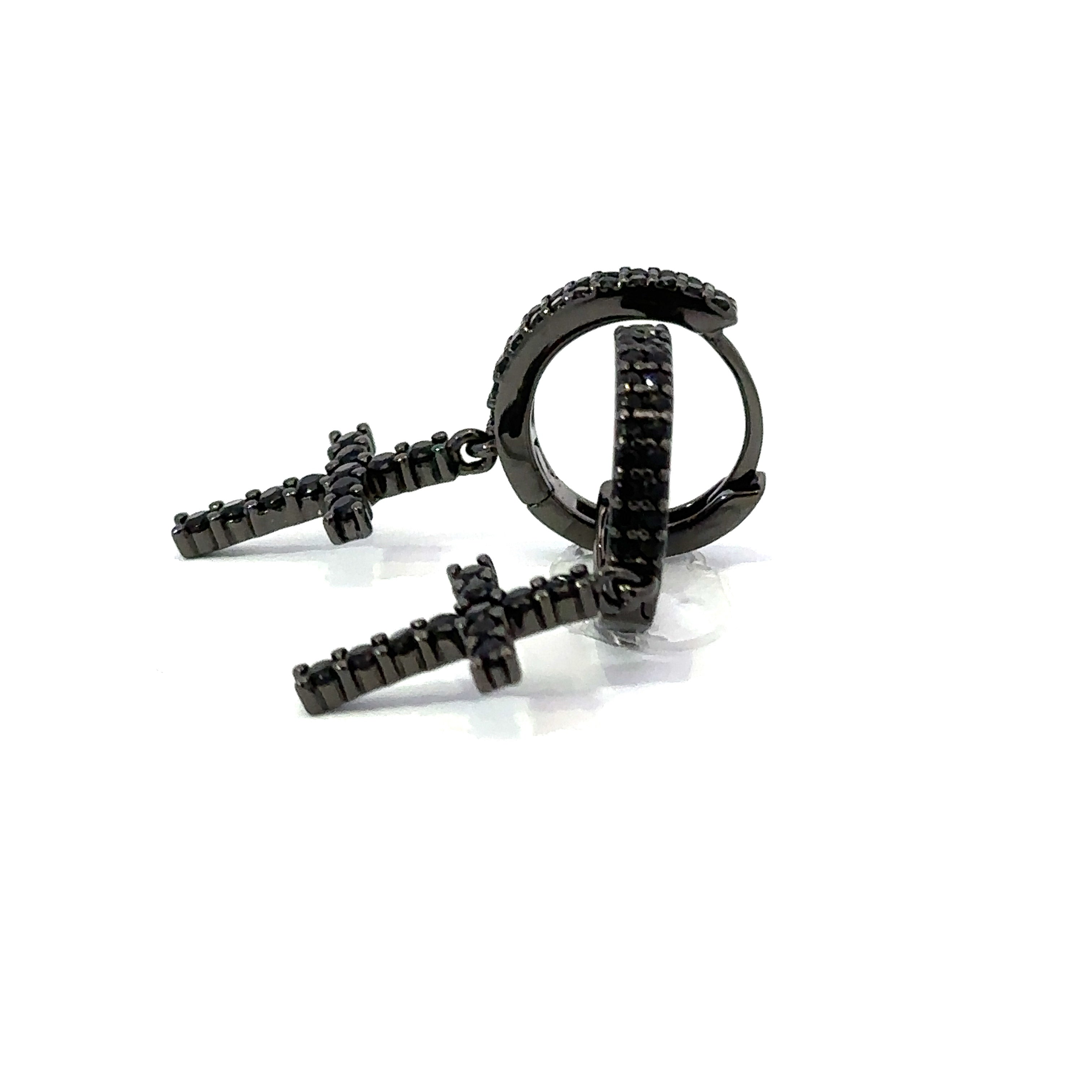 AQUILIA 925 CZ BLACK ICED OUT EARRINGS | 9214513