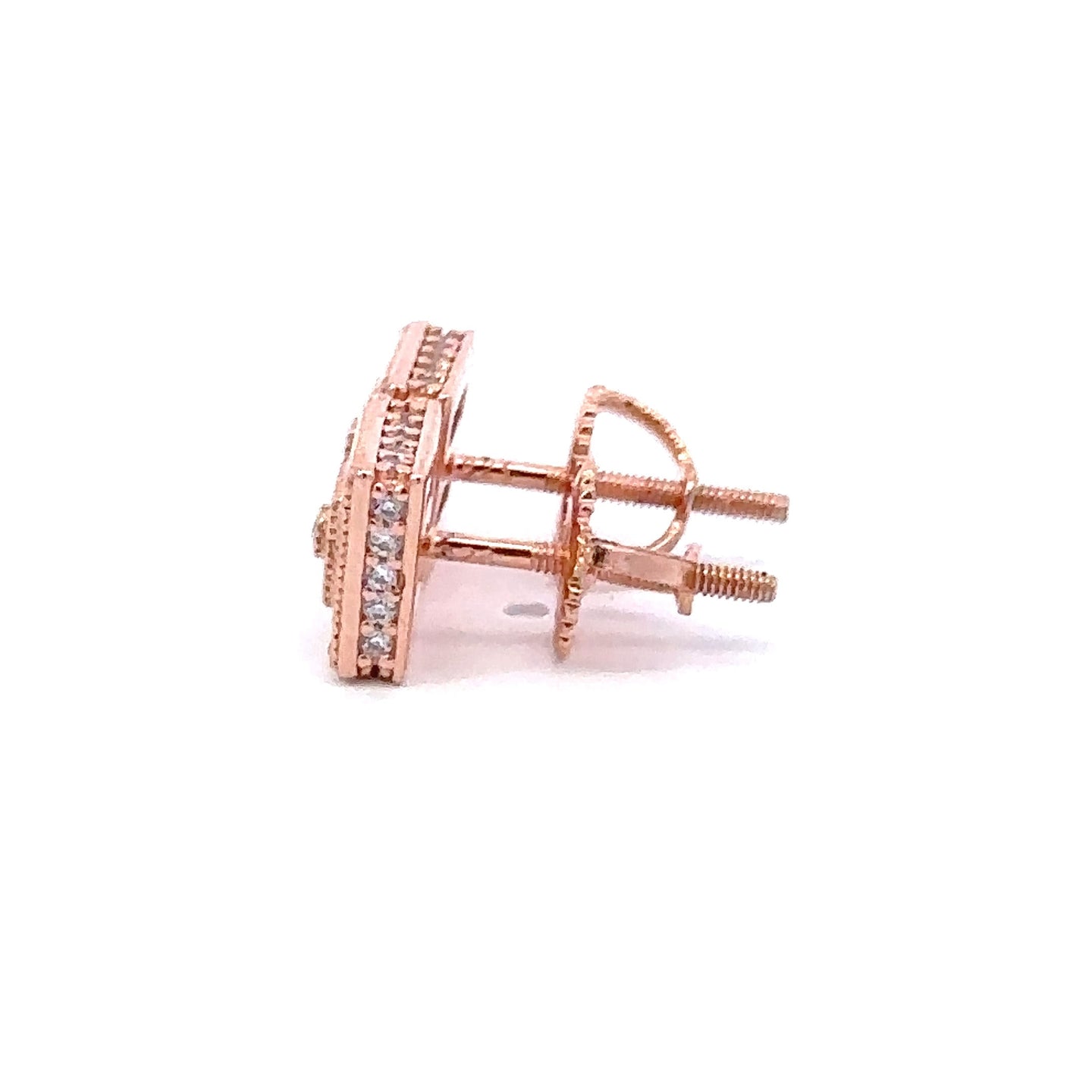 HEARTY 925 CZ ROSE GOLD ICED OUT EARRINGS  | 9219285
