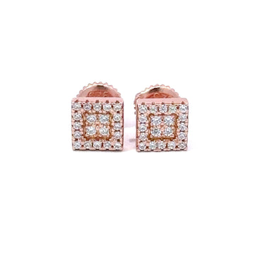 RICO 925 CZ ROSE GOLD ICED OUT EARRINGS  | 9219295