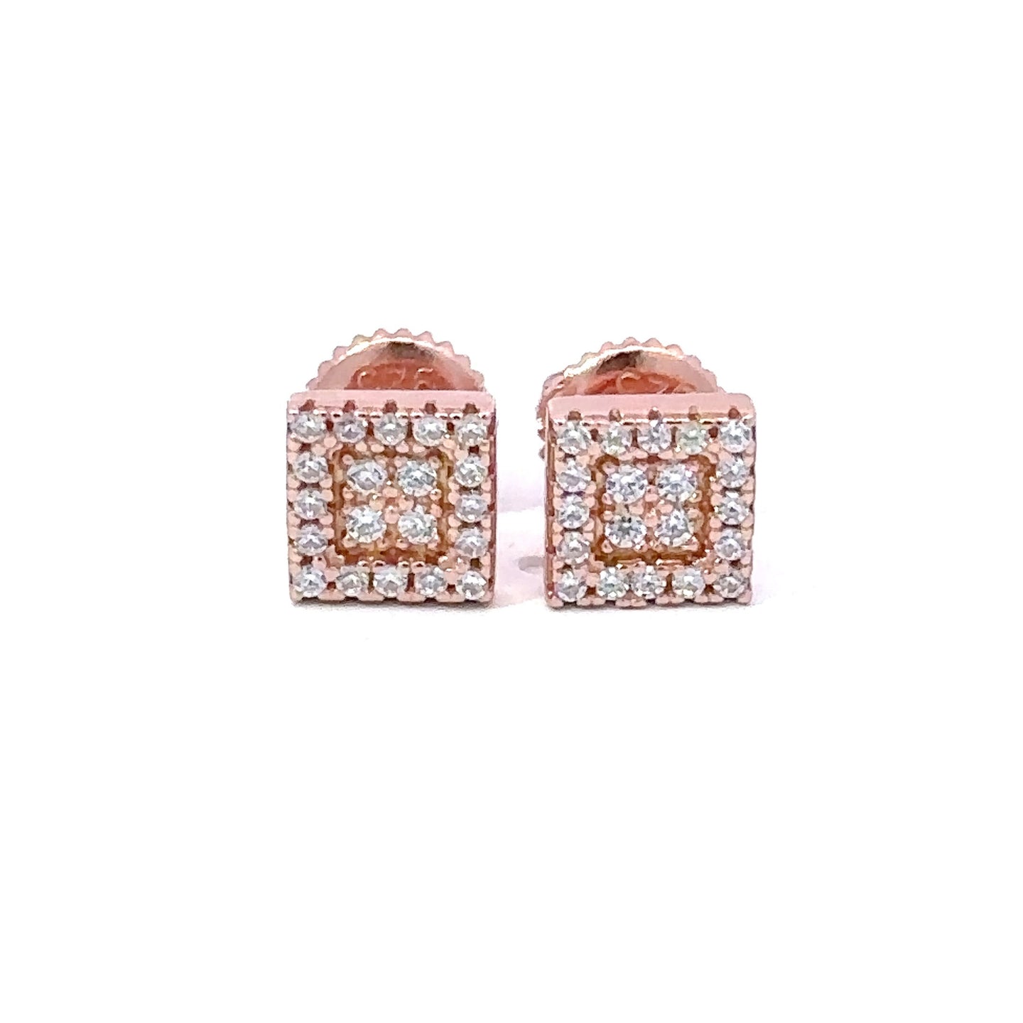 RICO 925 CZ ROSE GOLD ICED OUT EARRINGS  | 9219295