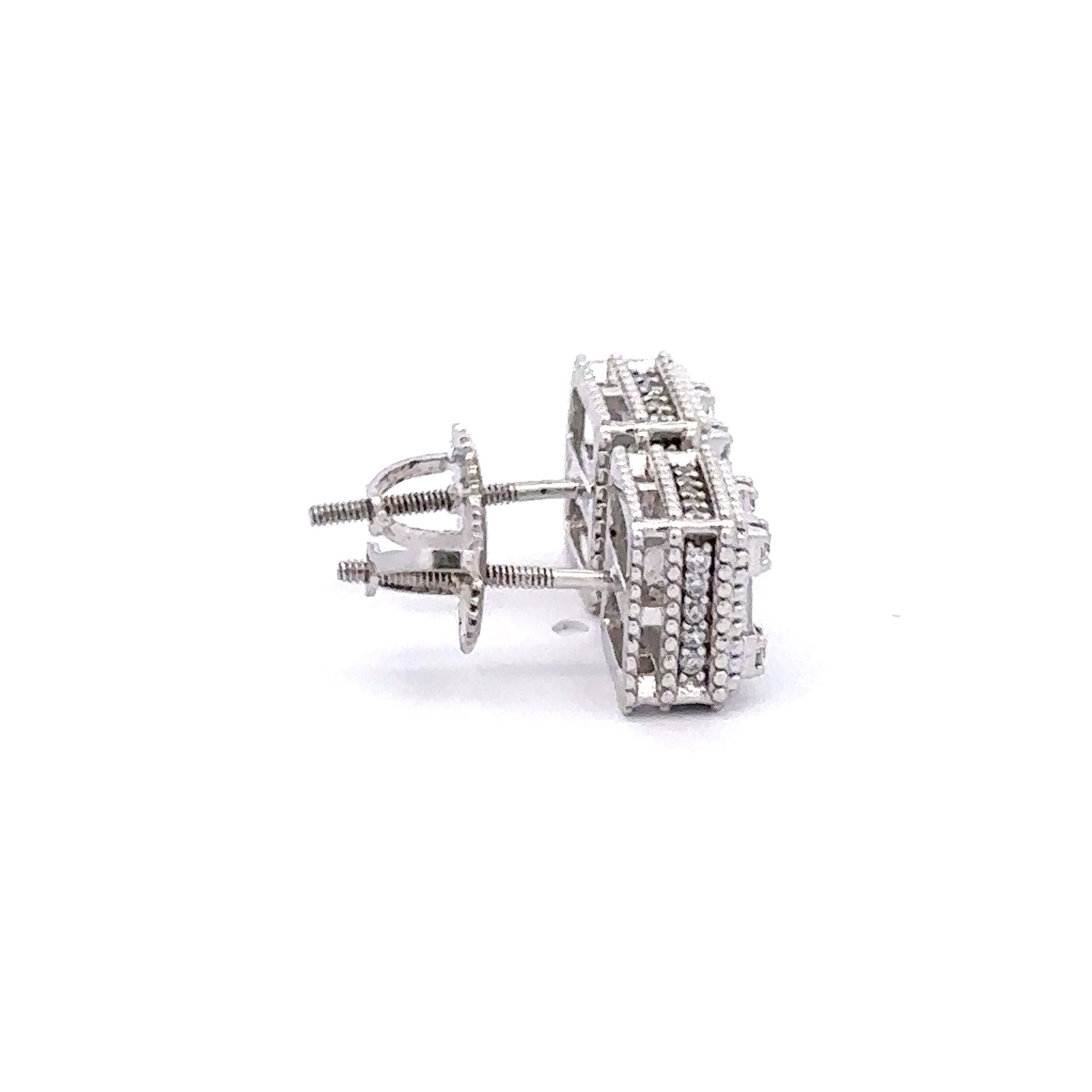 NYXARIS 925 CZ RHODIUM ICED OUT EARRINGS | 9219691