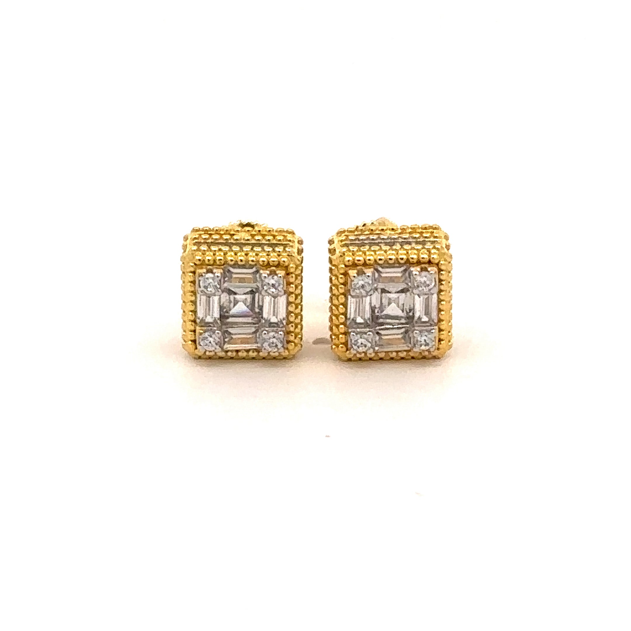 NYXARIS 925 CZ GOLD ICED OUT EARRINGS | 9219692