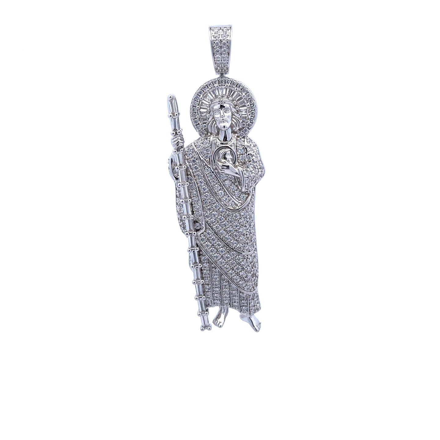 MORVEN 925 CZ RHODIUM ICED OUT PENDANT | 9220891