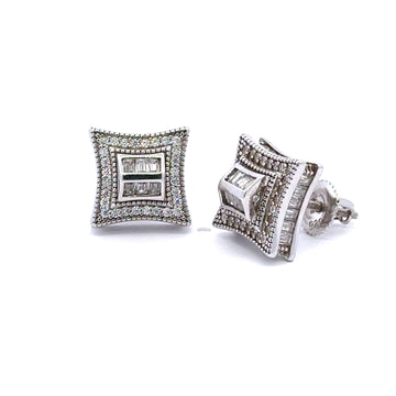 NYSA 925 CZ RHODIUM ICED OUT EARRINGS | 9221021