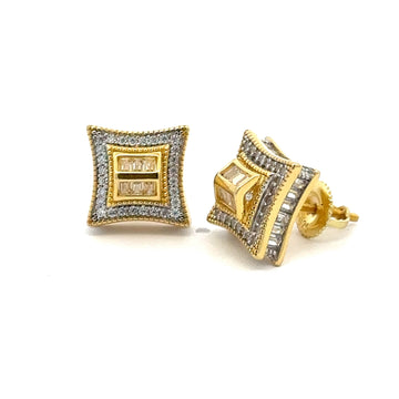 NYSA 925 CZ GOLD ICED OUT EARRINGS | 9221021