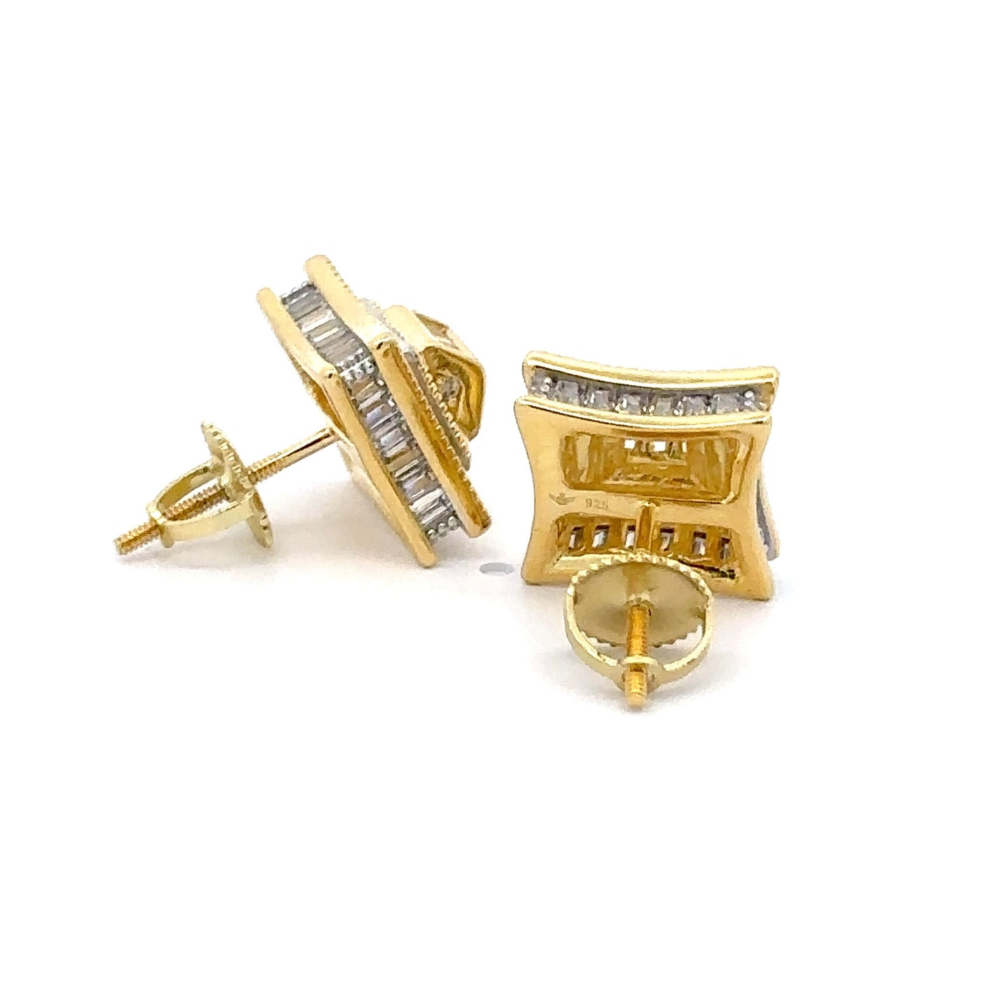 NYSA 925 CZ GOLD ICED OUT EARRINGS | 9221021