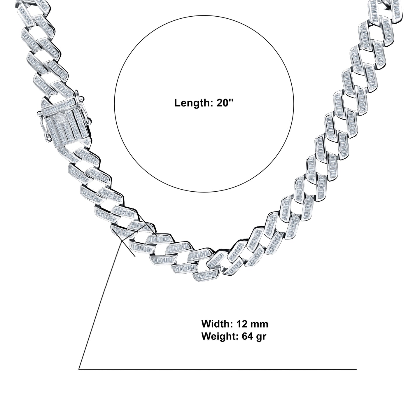 GLEAMFROST 12MM STERLING SILVER CZ  CHAIN | 9221941