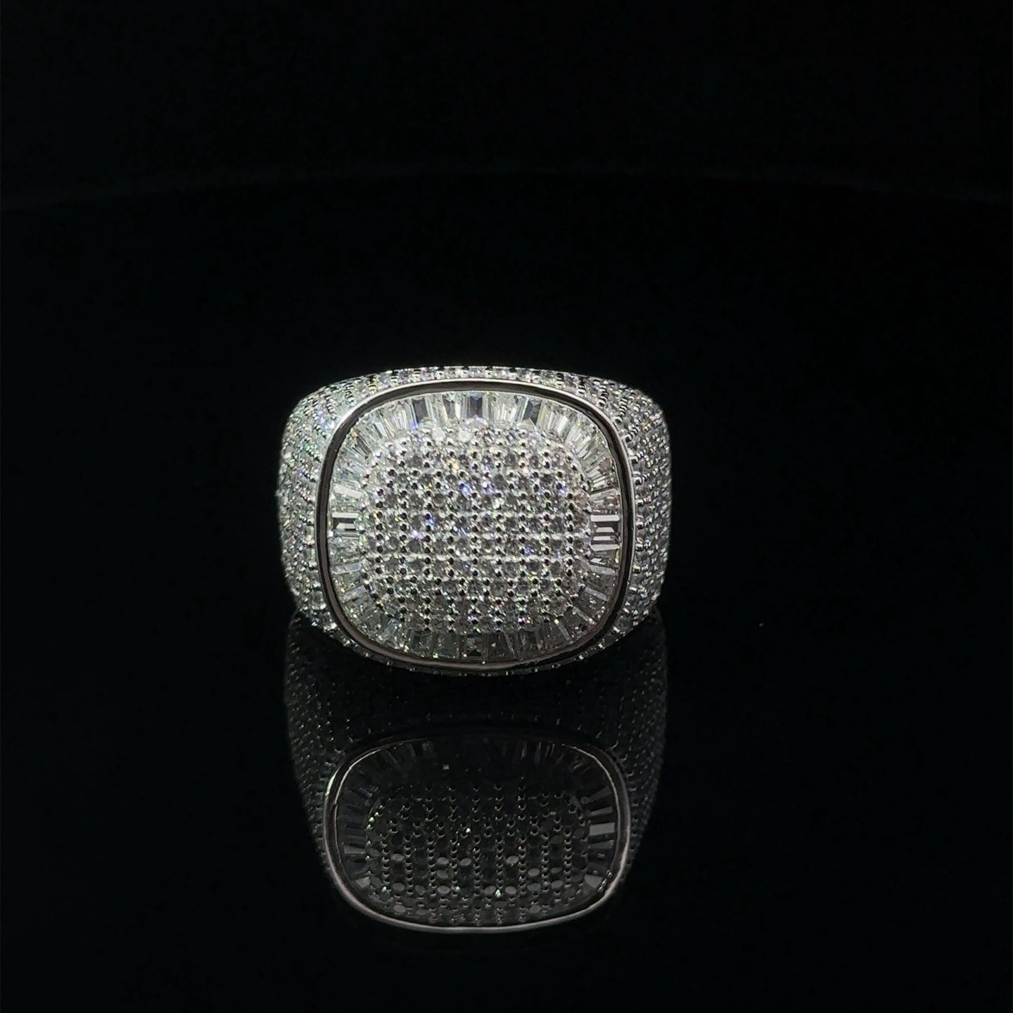 SERRATO 925 SILVER CZ MENS RHODIUM ICED OUT RING | 9222291