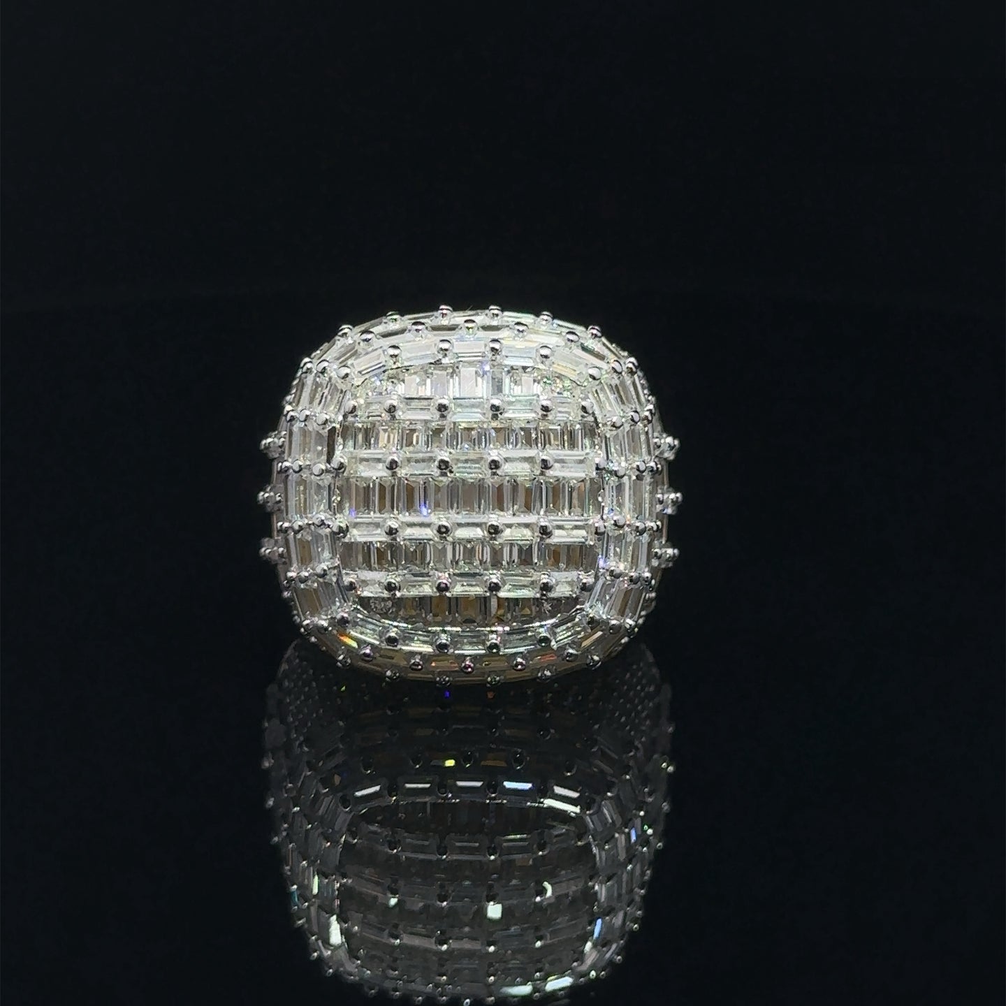 NOTARO 925 SILVER CZ MENS YELLOW GOLD ICED OUT RING | 9222322