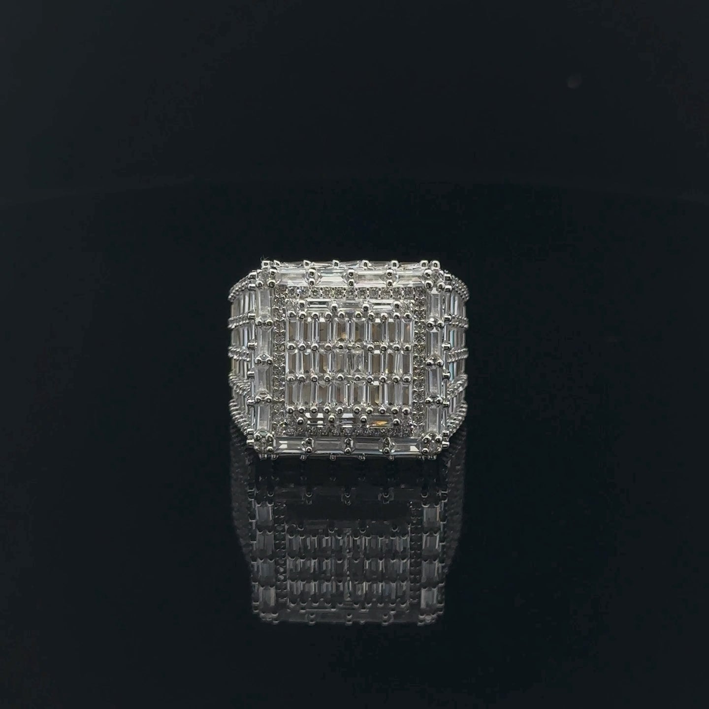 GLIMMER 925 CZ YELLOW GOLD MENS ICED OUT RING 9222452 โ Watches