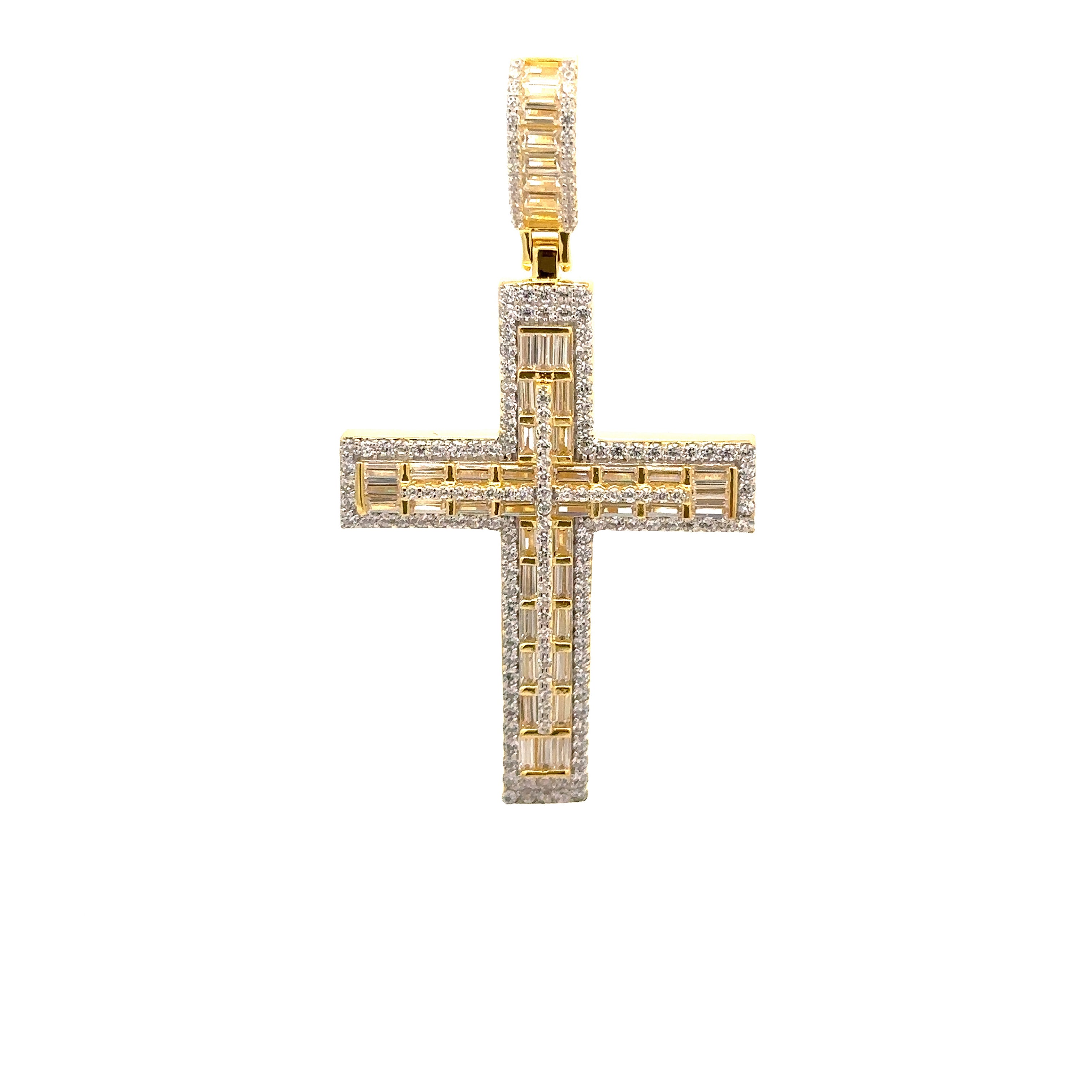 AMBRASS 925 CZ GOLD ICED OUT PENDANT | 9222872