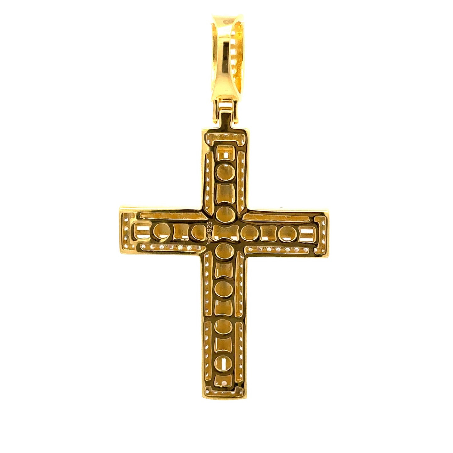 AMBRASS 925 CZ GOLD ICED OUT PENDANT | 9222872