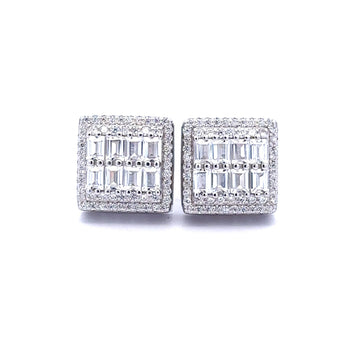 CADENZA 925 CZ RHODIUM ICED OUT EARRINGS | 9222931