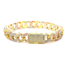 JORVIK 12MM CZ BRASS TRI COLOR ICED OUT BRACELET  I 9634552