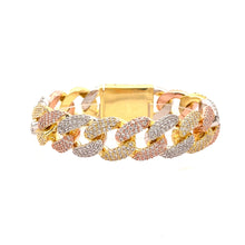 FENRIS 18MM CZ BRASS TRI COLOR ICED OUT BRACELET  I 9635652