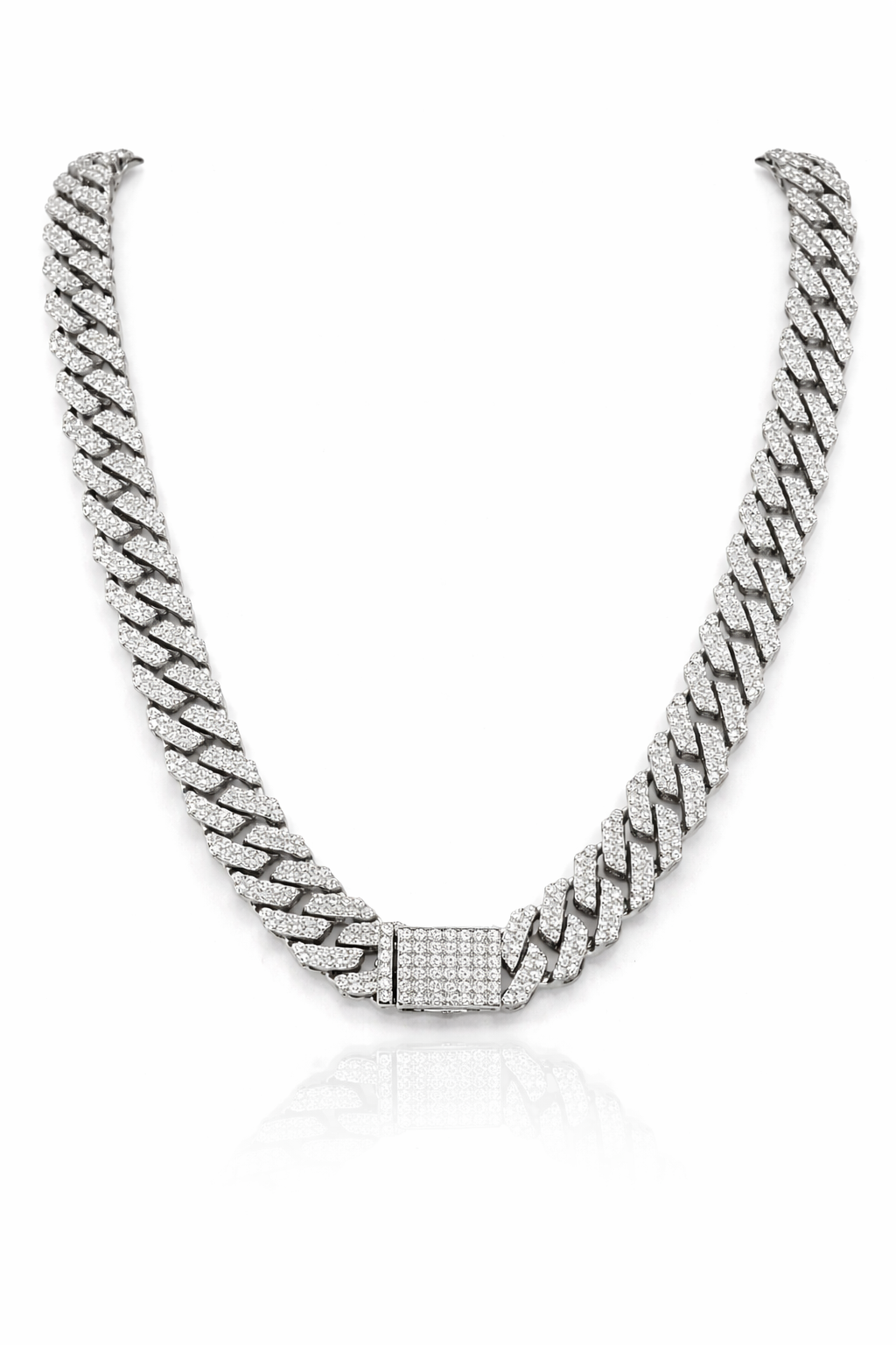 OZARIN 8MM RHODIUM MOISSANITE ICED OUT CUBAN I 994451