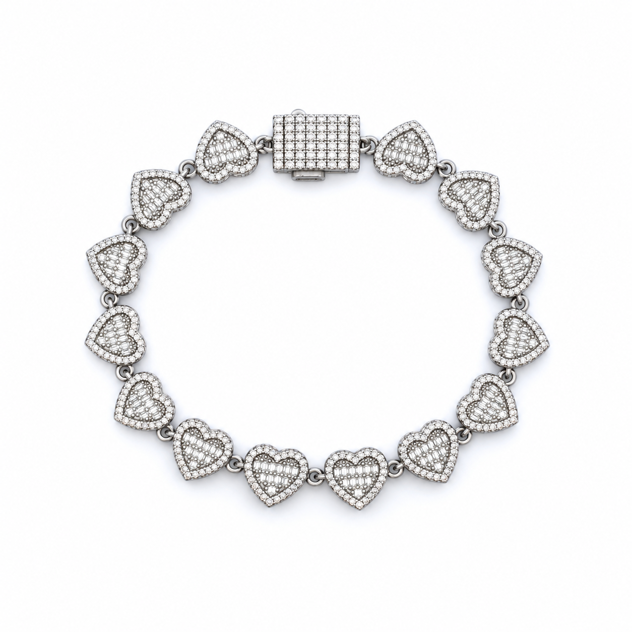 9912881 | 6.72 CTW 925 Silver Moissanite Rhodium 9mm 7.5" Bracelet
