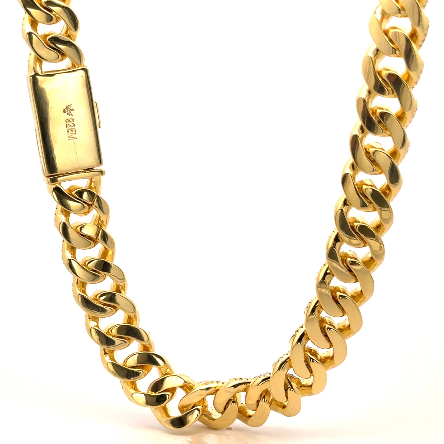 SELVIK 12MM GOLD MOISSANITE ICED OUT CUBAN I 991402