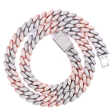 9914320 | 925 Silver Moissanite Two Tone Rhodium Rose Gold Cuban